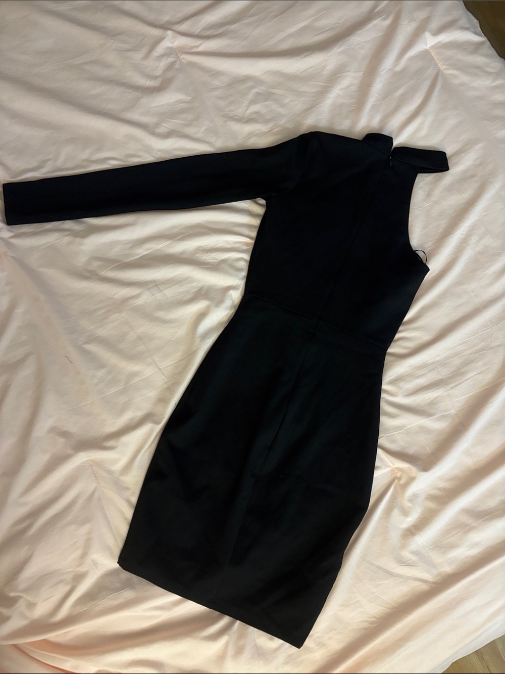 Black One-Shoulder- mock neck- Long-Sleeve dress - Picture 2 of 3